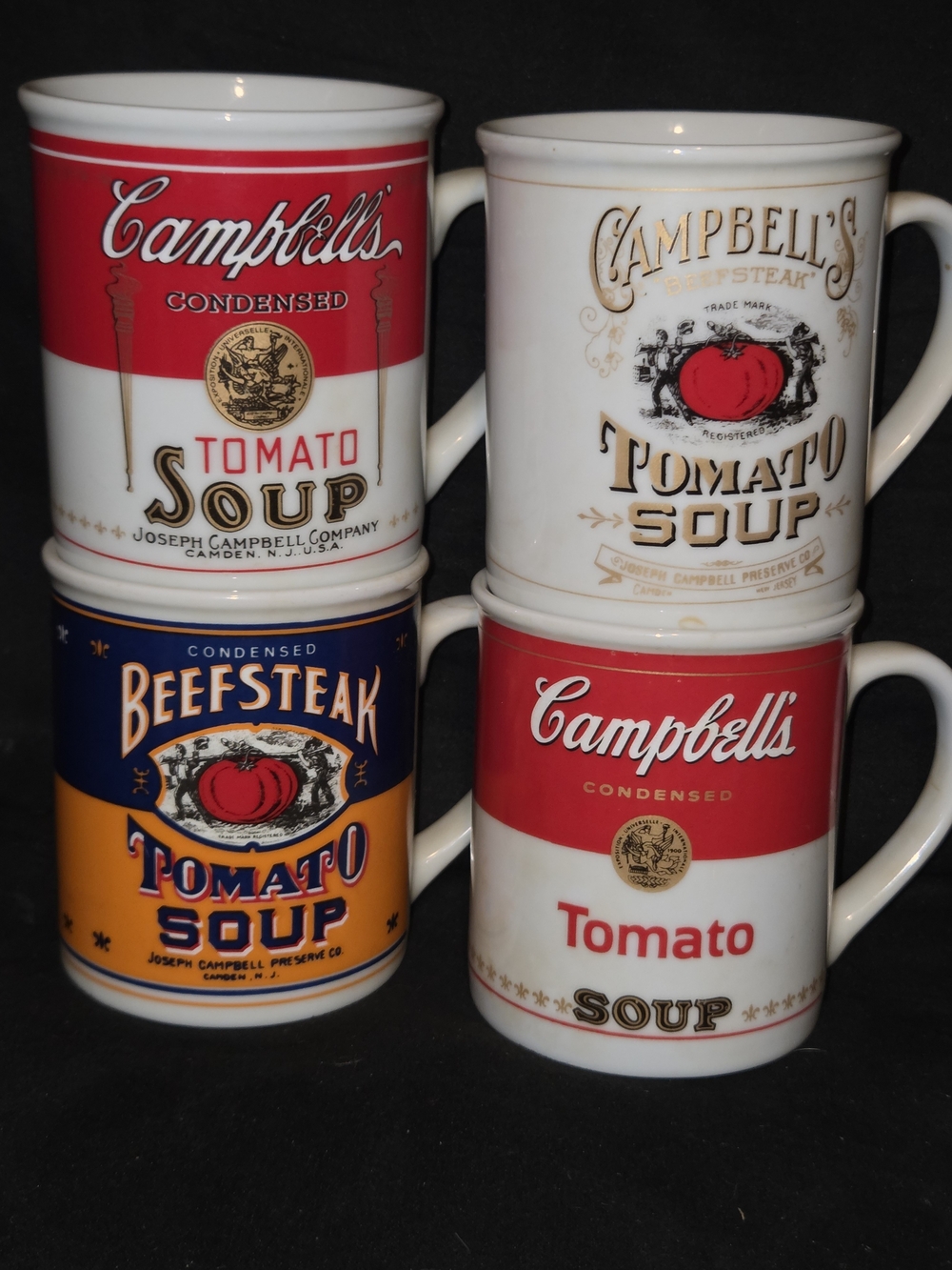 Campbell's Tomato Soup Ceramic Mugs - Red & White Set
